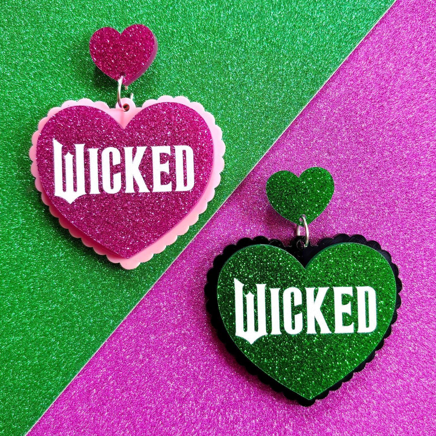 Wicked Sparkle Heart Drop Earrings
