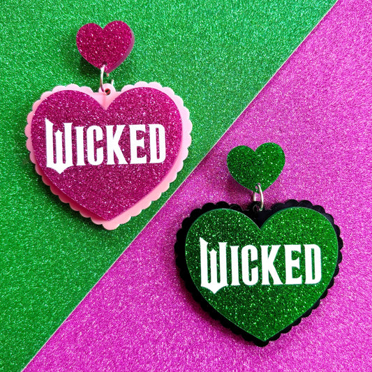 Wicked Sparkle Heart Drop Earrings