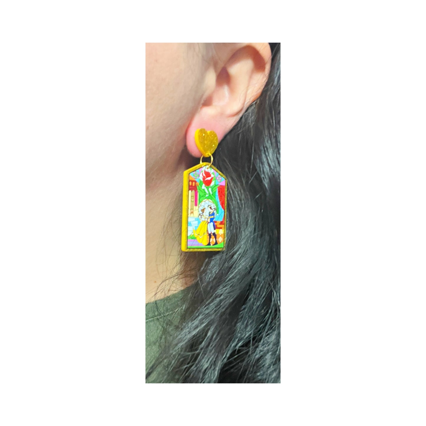 Belle & Prince Stained Glass Glitter Acrylic Earrings
