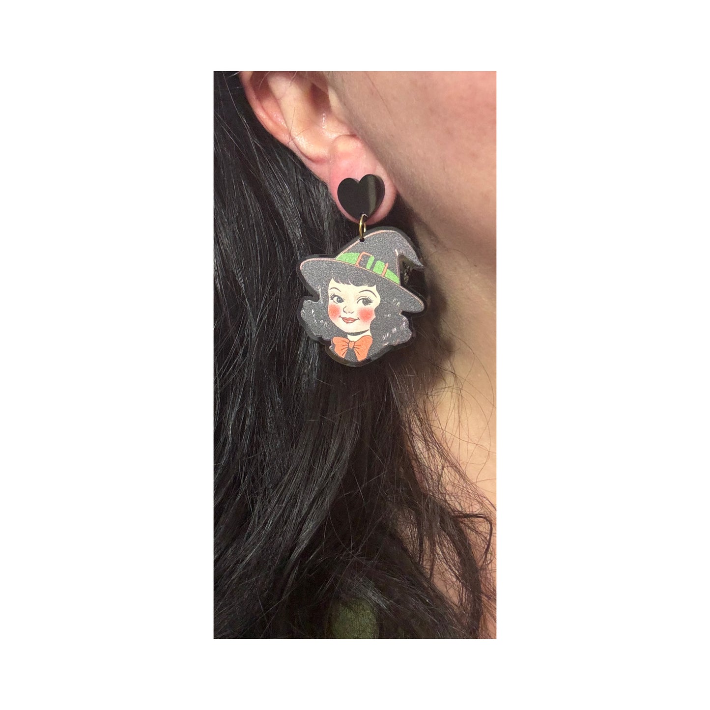 Vintage Witch Girl Drop Earrings