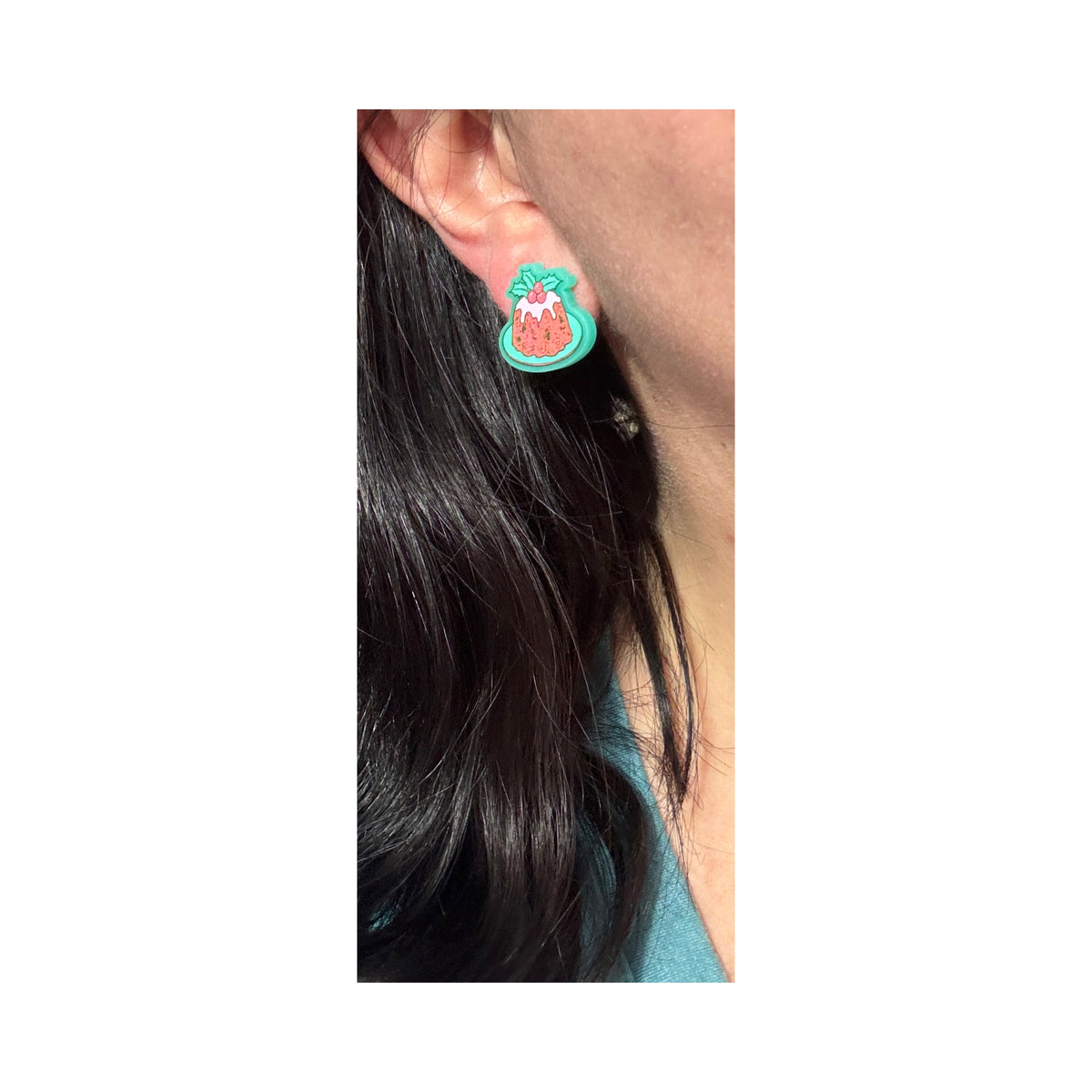 Retro Christmas Pudding Post Earrings