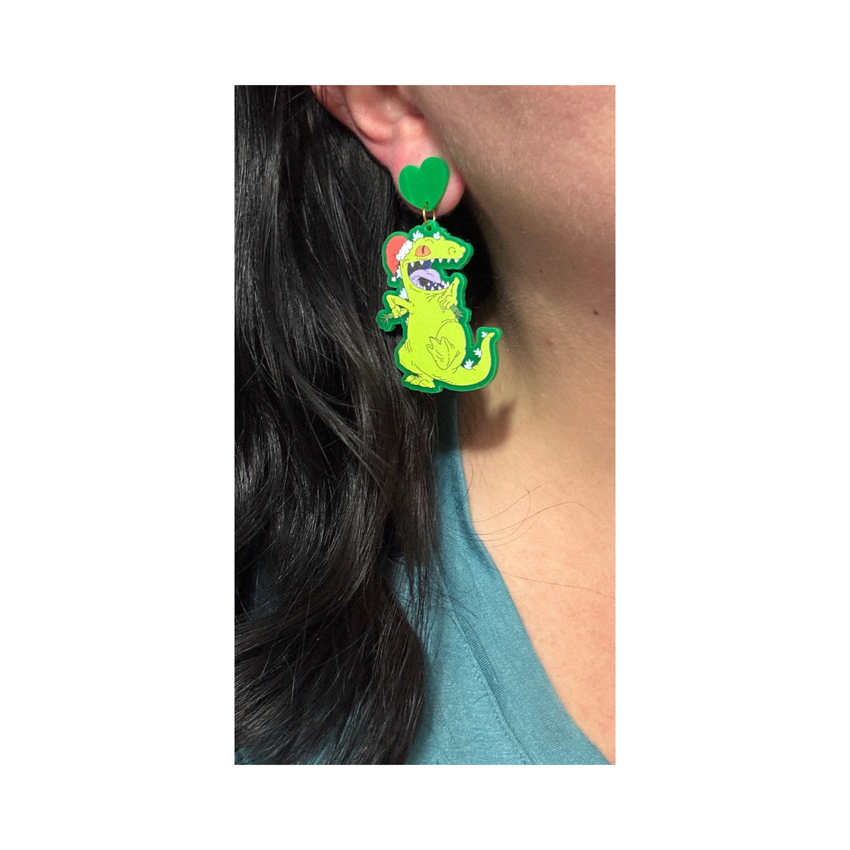Santa Hat Reptar Drop Earrings