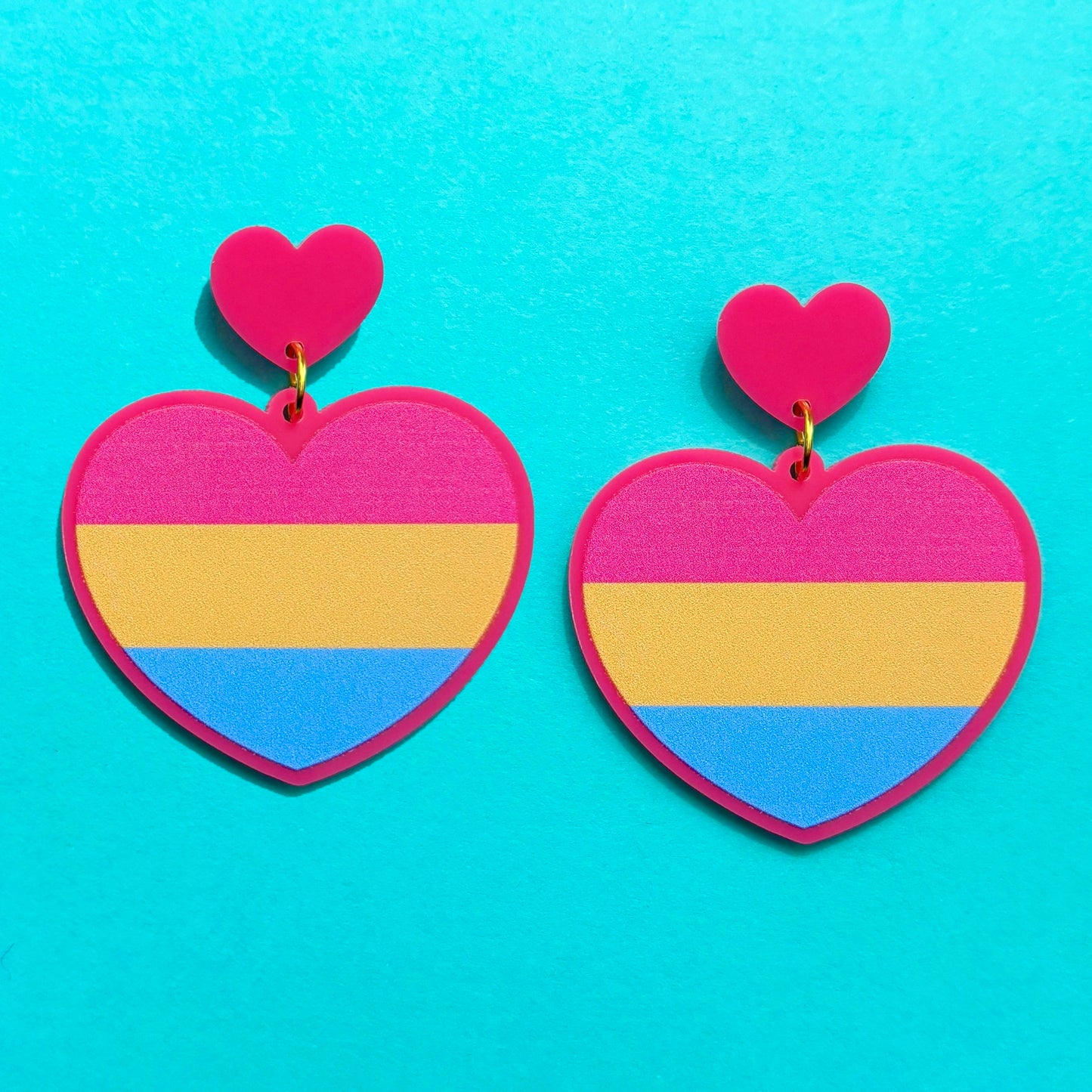 Pansexual Pride Heart Drop Earrings