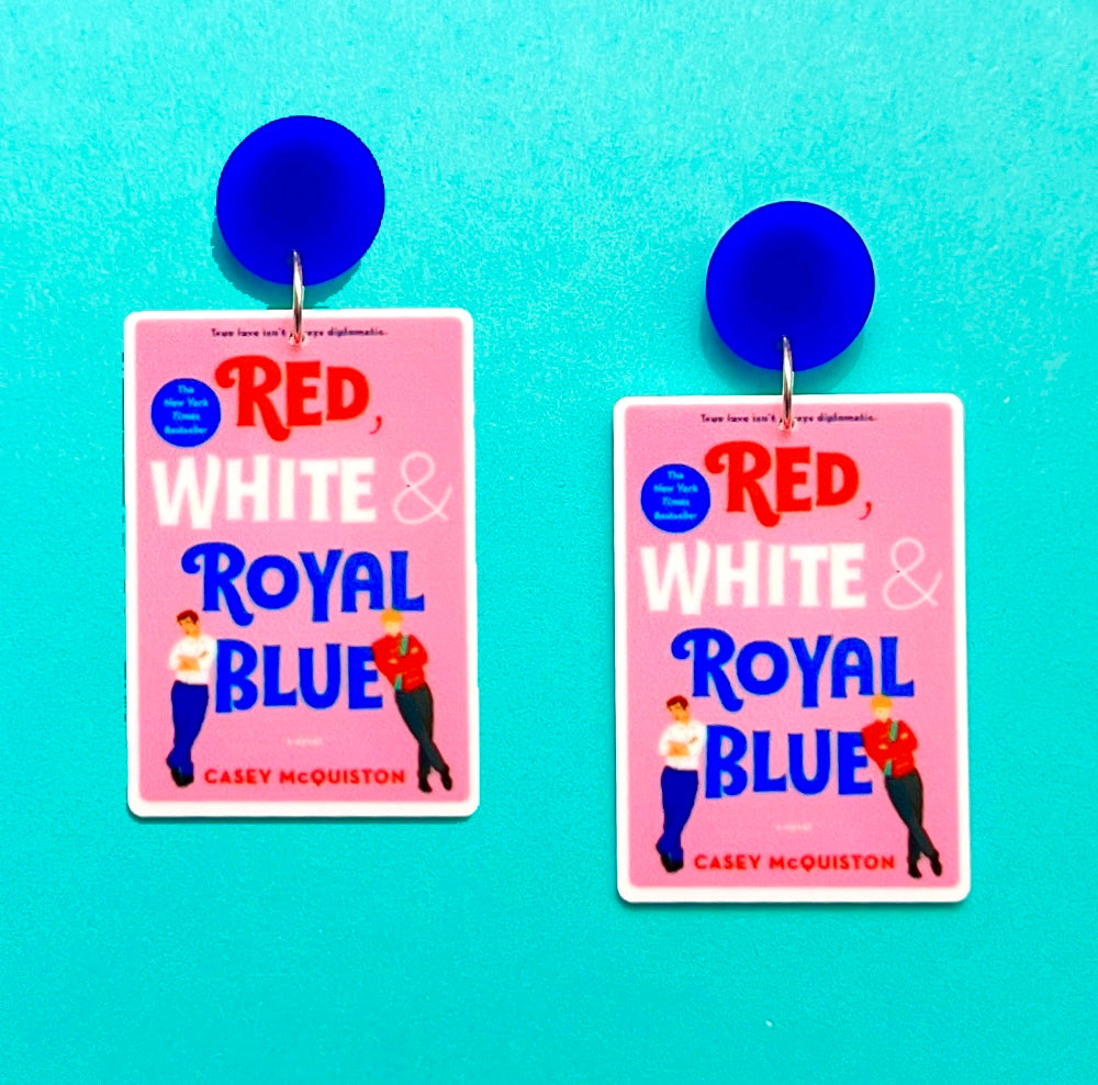 Red, White & Royal Blue Inspired Acrylic Drop Earrings