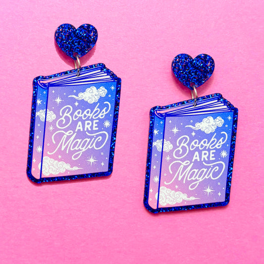 Books Are Magic Sparkle Drop Earrings