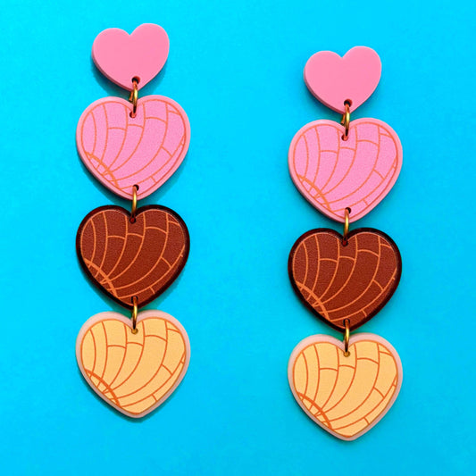 Concha Heart Tiered Drop Earrings