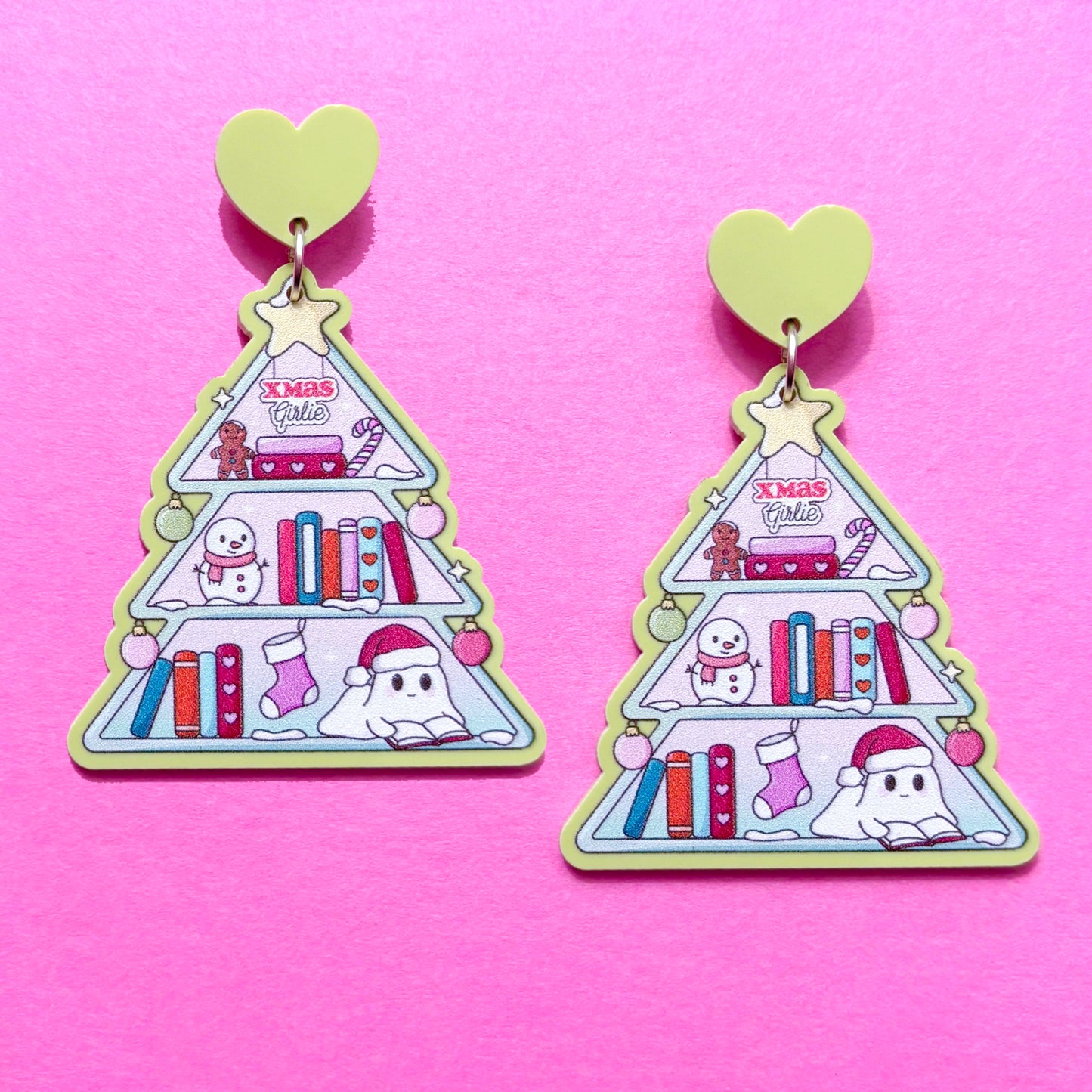 Christmas Tree Bookcase Drop Earrings
