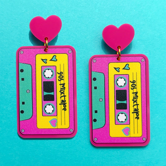 90s Mix Tape Acrylic Drop Earrings