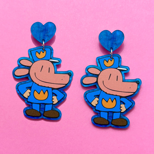 Police Dog Drop Earrings