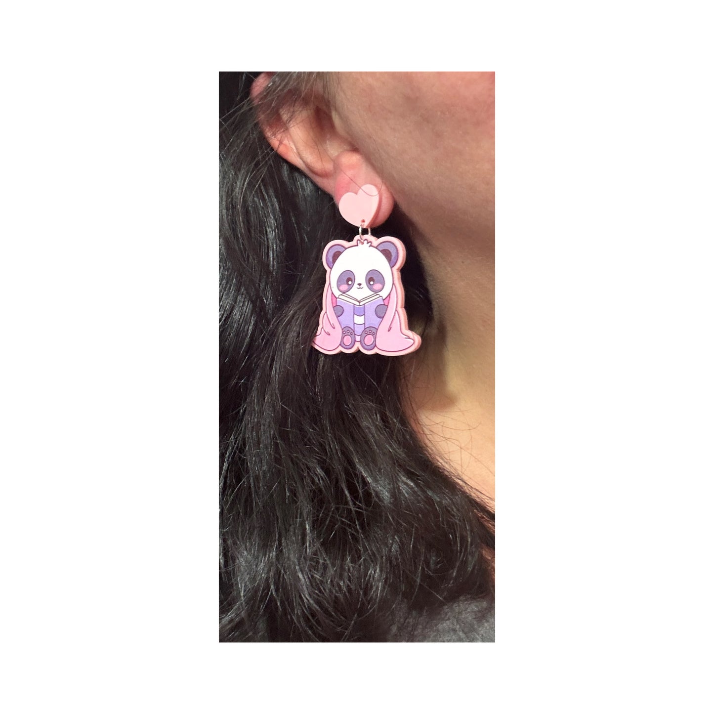 Bookish Panda Drop Earrings