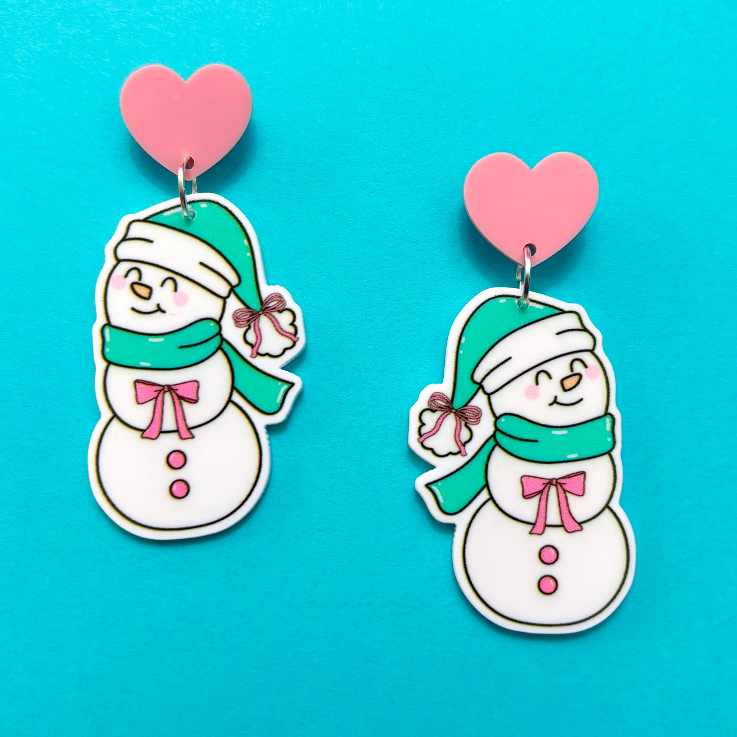 Pastel Snowman Drop Earrings