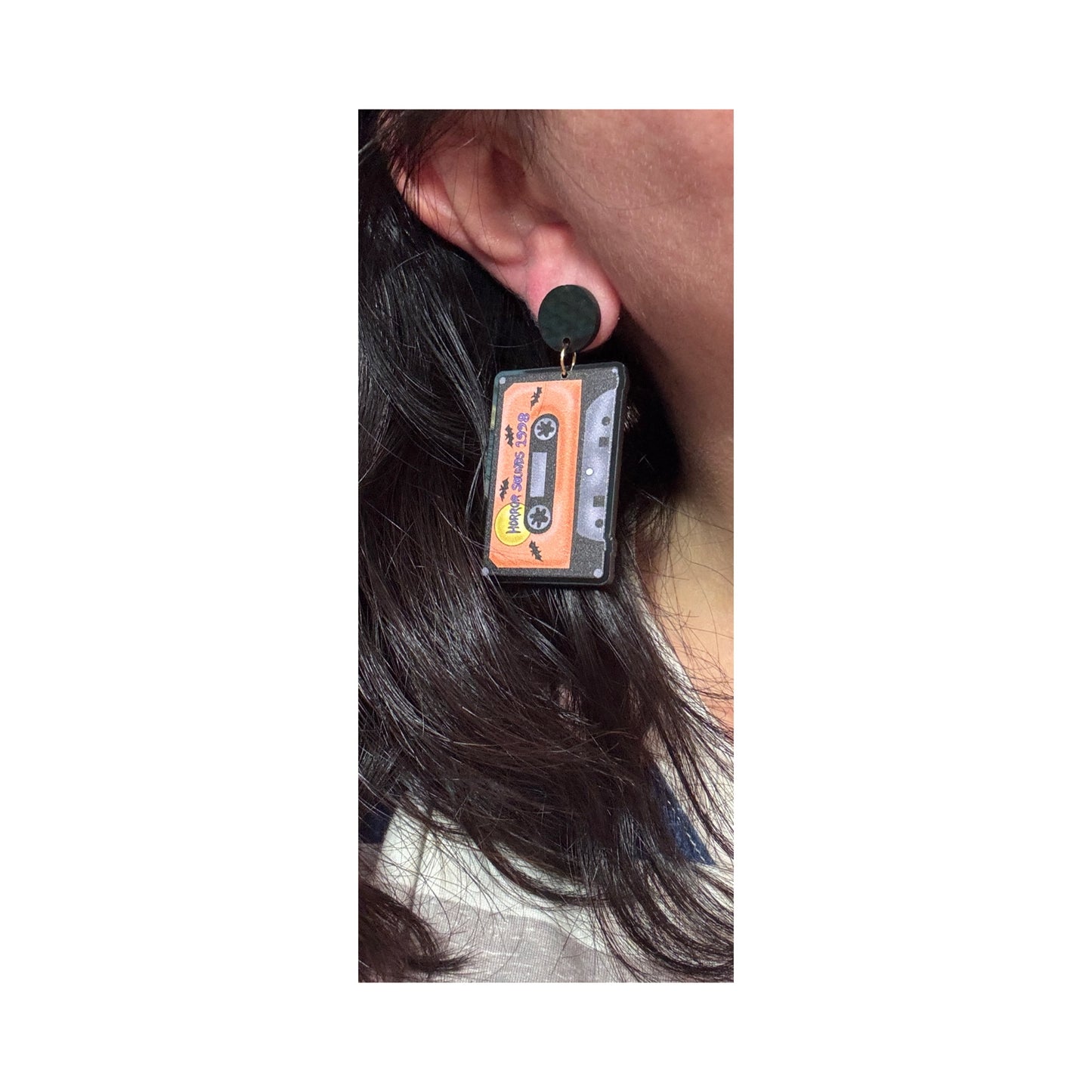 Horror Cassette Tape Drop Earrings