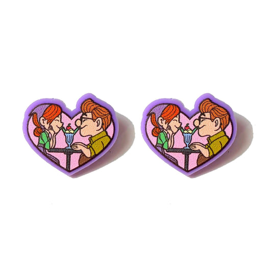 Carl & Ellie Heart Post Earrings