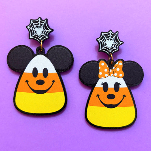 Mouse Candy Corn Couple Earrings