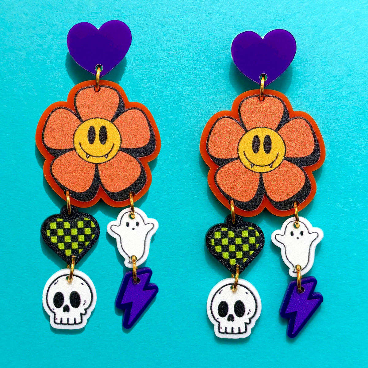 Groovy Halloween Tiered Drop Earrings