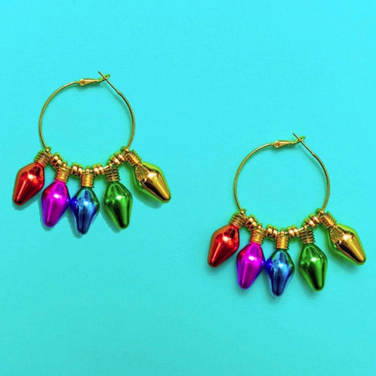 Christmas Bulb Hoop Earrings
