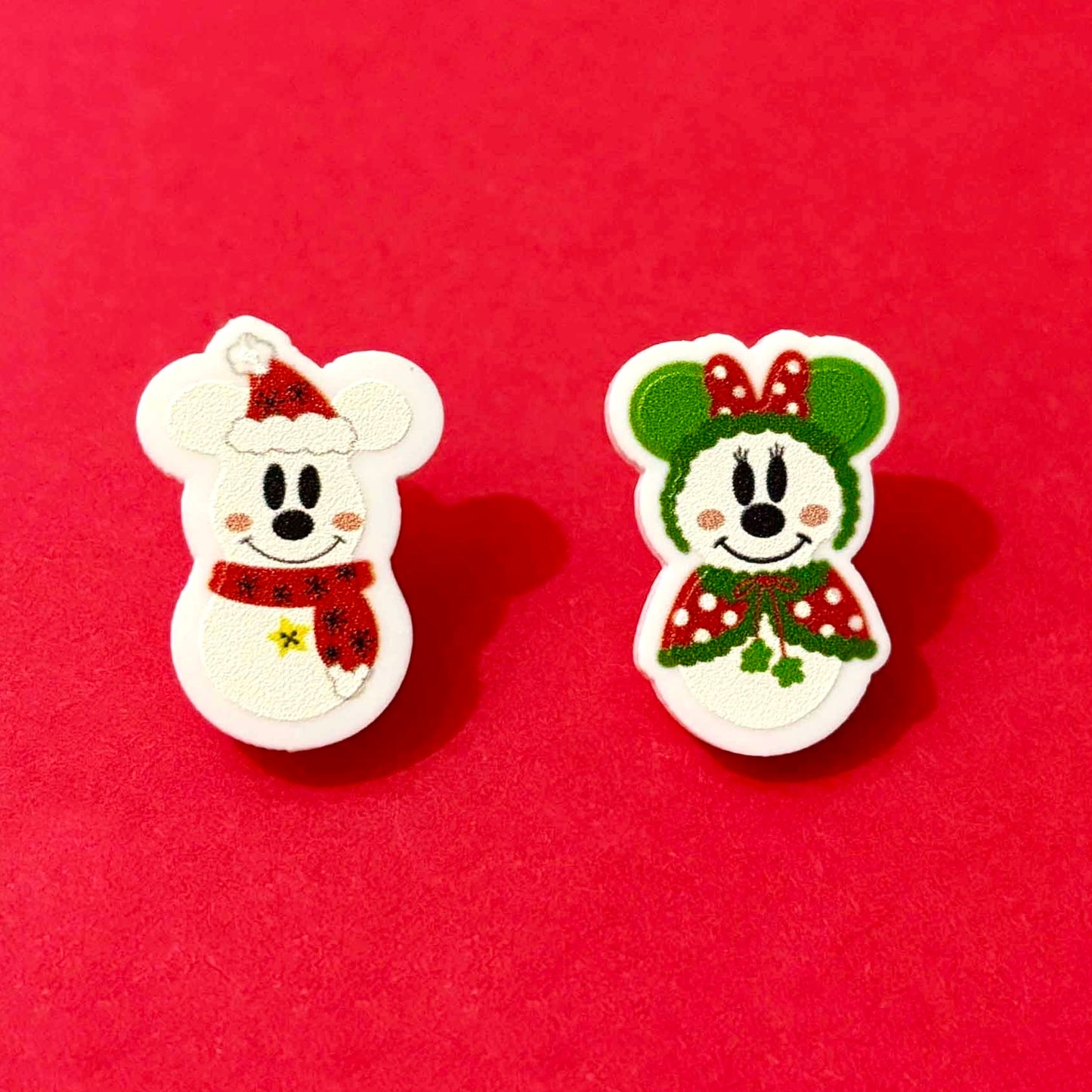 Retro Mouse Snowman Couple Post Earrings