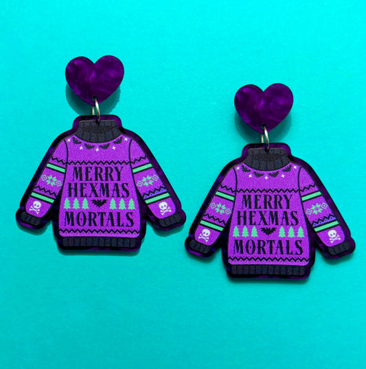 Merry Hexmas Sweater Drop Earrings