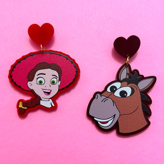 Cowgirl & Horse Drop Earring