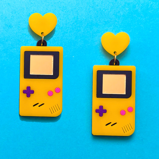 Yellow Gameboy Drop Earrings