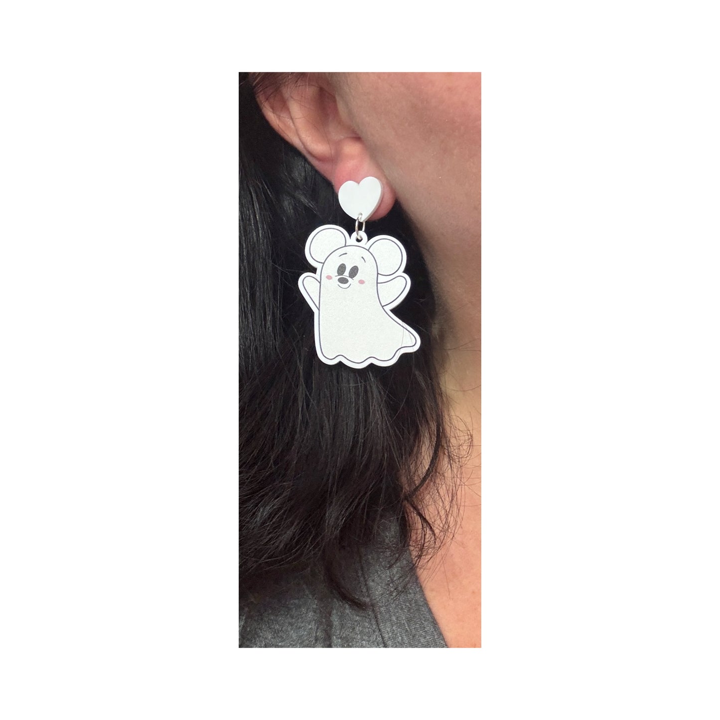 Cutie Mouse Ghost Couple Drop Earrings