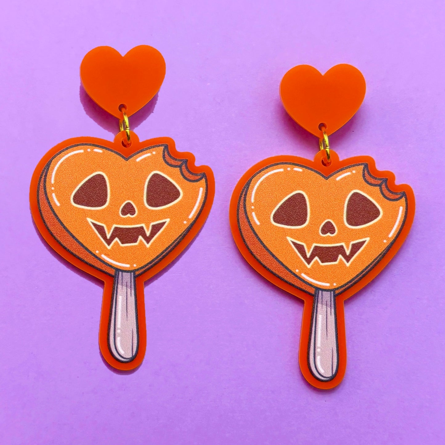 Jack-o’-lantern Ice Cream Bar Drop Earrings