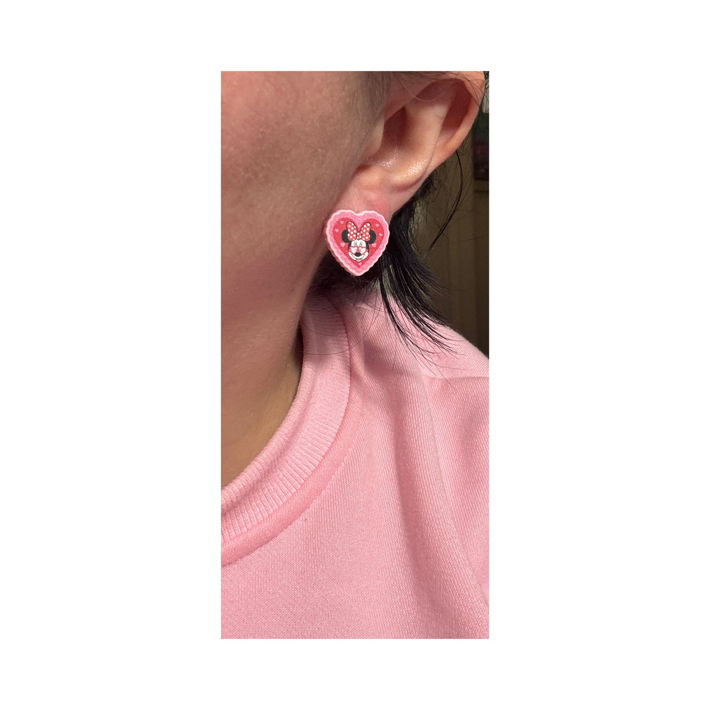 Mouse Couple Valentine Heart Post Earrings