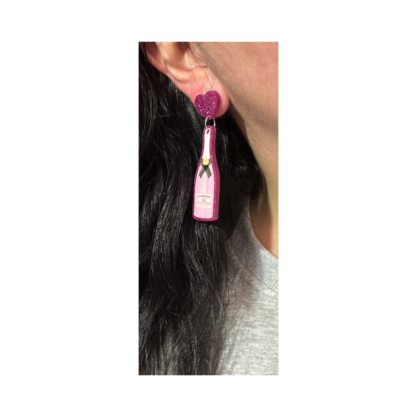 Pink Sparkle Champagne Drop Earrings