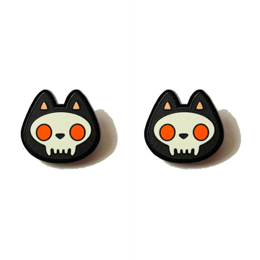 Skeleton Kitty Post Earrings