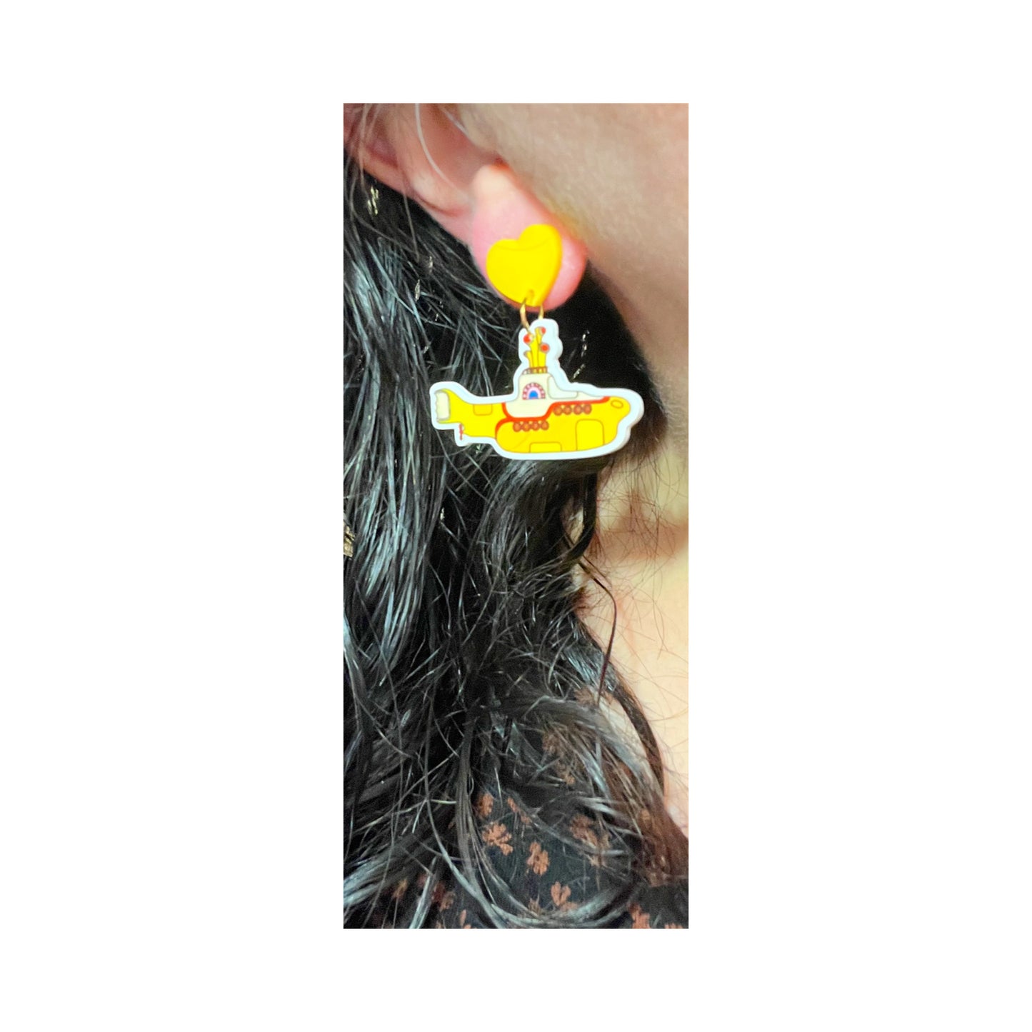 Yellow Submarine Acrylic Drop Earrings