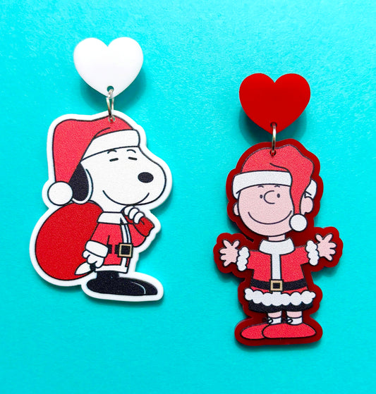 Santa Hat Charlie & Snoop Drop Earrings