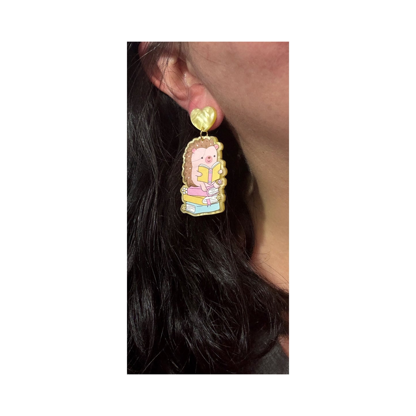 Bookish Hedgehog Drop Earrings