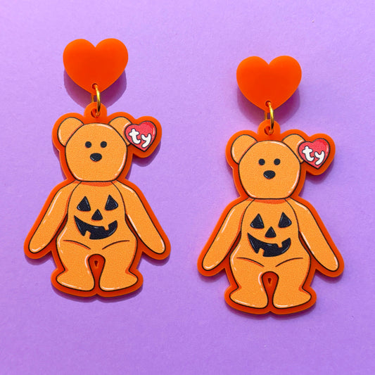 Pumpkin Bean Bear Drop Earrings