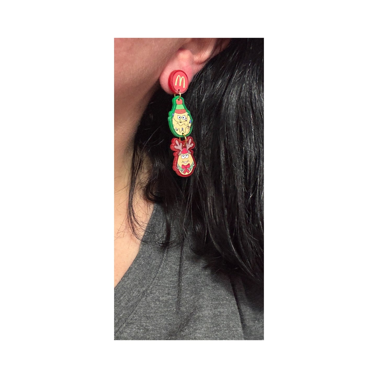 90s Christmas Nuggets Tiered Drop Earrings
