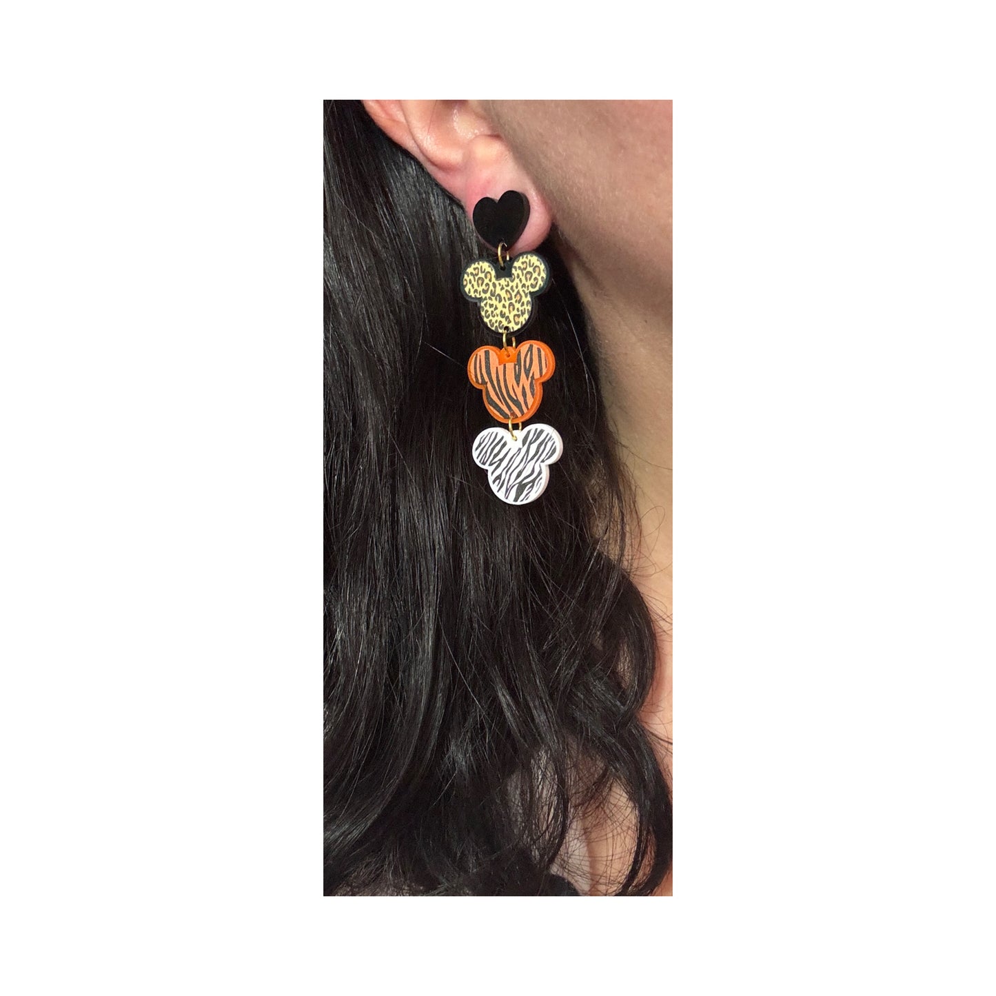 Mouse Animal Print Tiered Drop Earrings