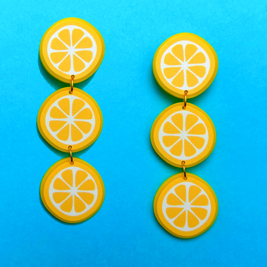 Lemon Slice Tiered Drop Earrings