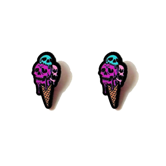 Spooky Triple Scoop Ice Cream Post Earrings