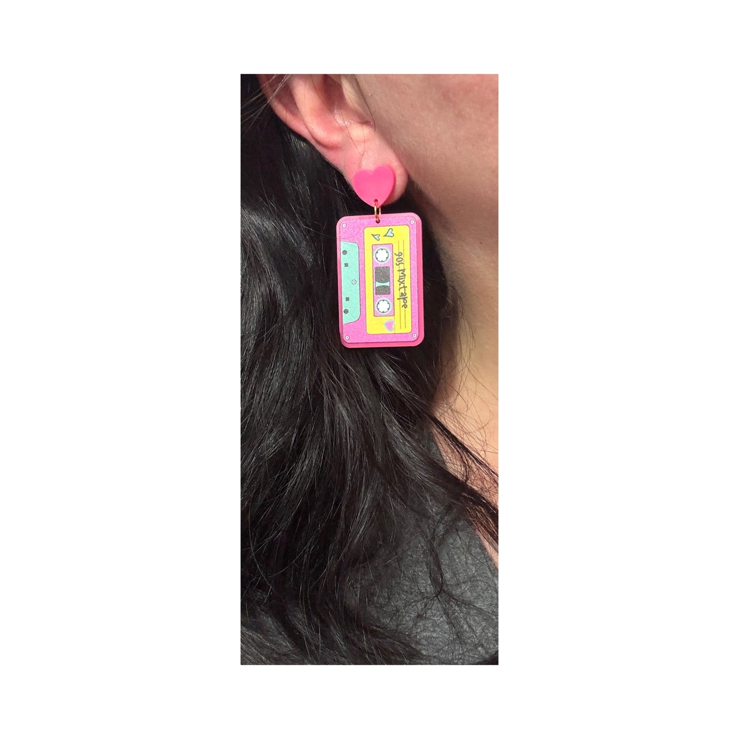 90s Mix Tape Acrylic Drop Earrings