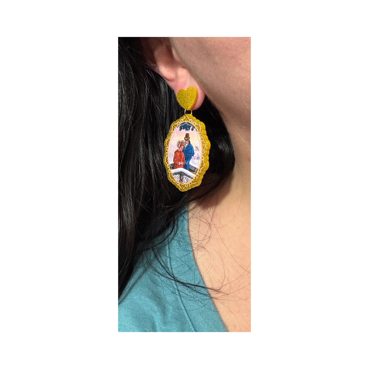 Scrooge & Belle Cameo Drop Earrings