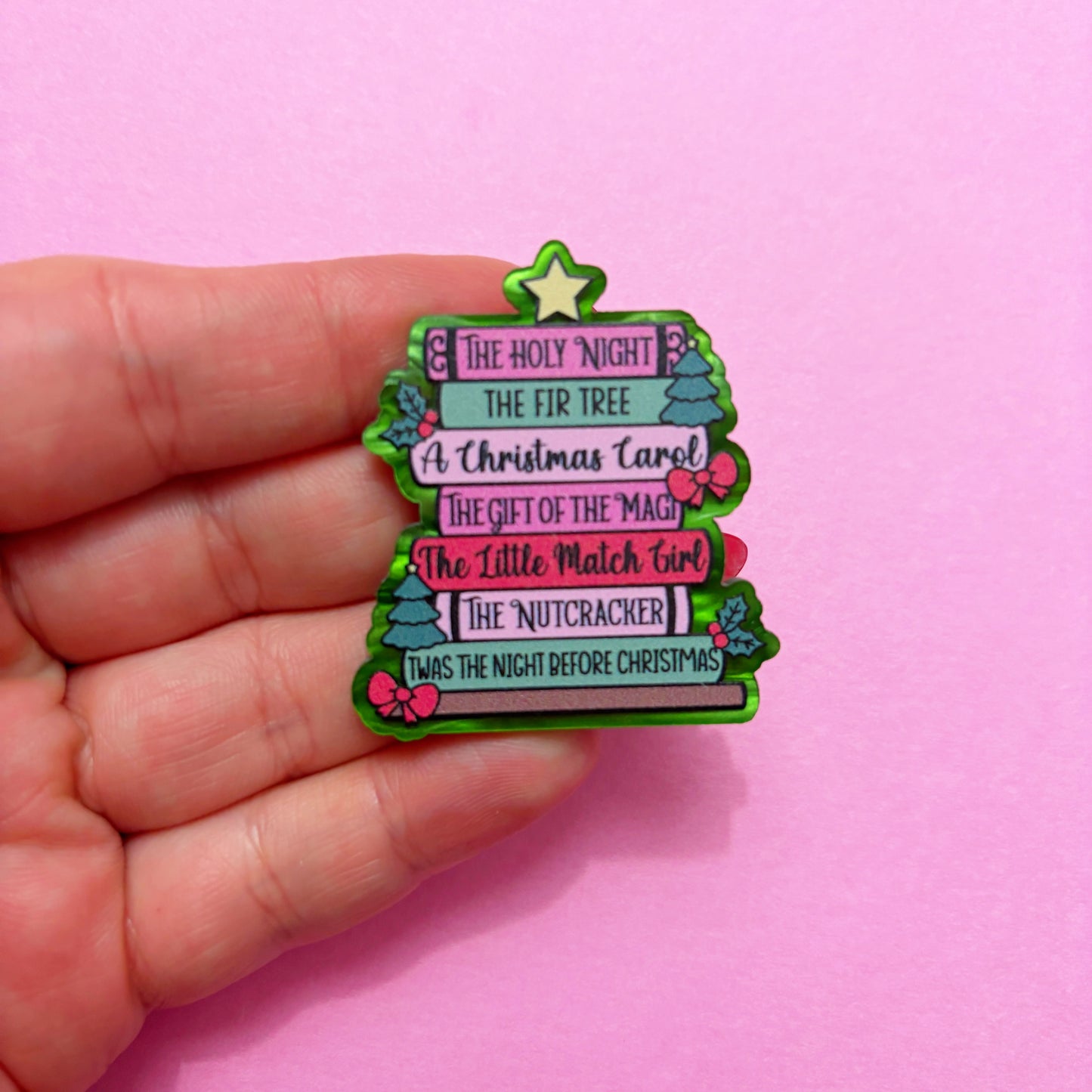 Christmas Bookstack Pin