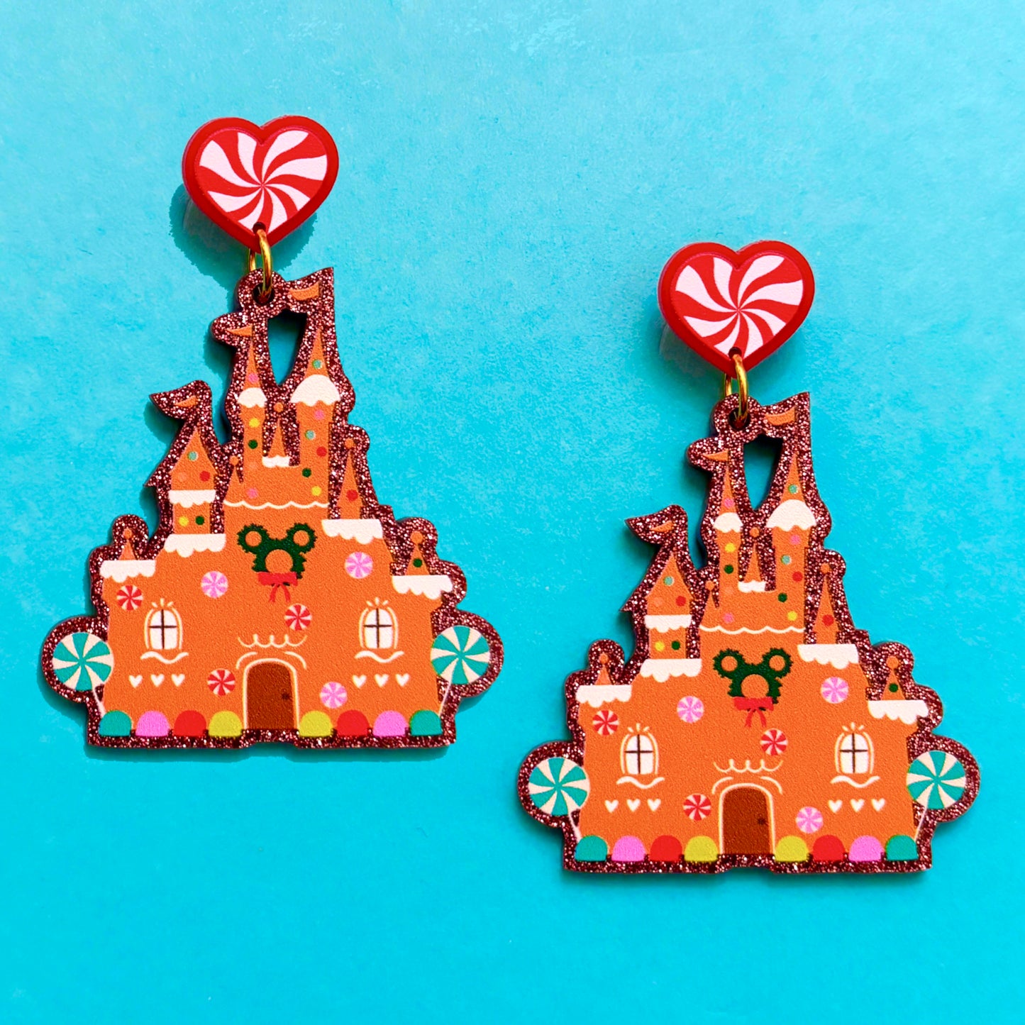 Gingerbread Castle Sparkle Drop Earrings