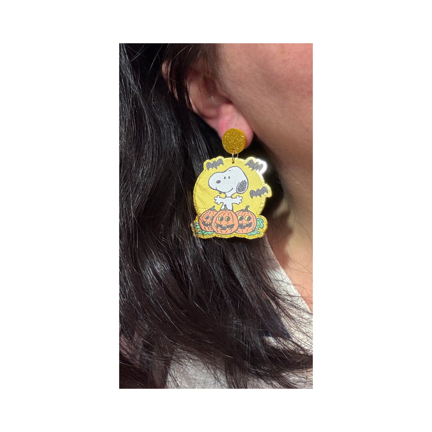 Spooky Moon Beagle Drop Earrings