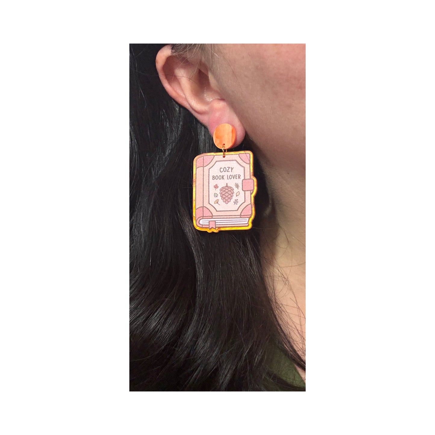 Cozy Autumn Book Lover Drop Earrings
