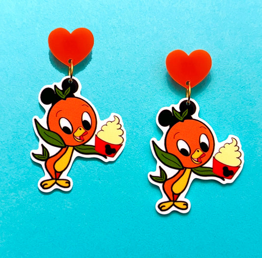 Orange Bird Dole Whip Drop Earrings