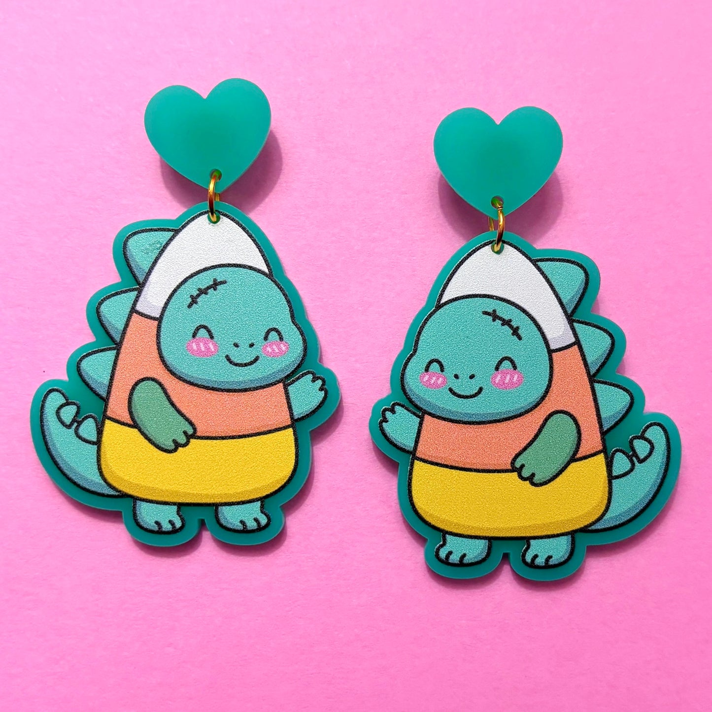 Candy Corn Dino Drop Earrings