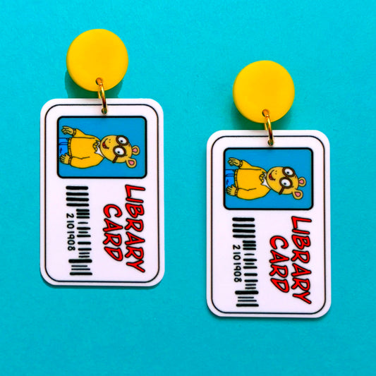 Arthur Library Card Acrylic Drop Earrings