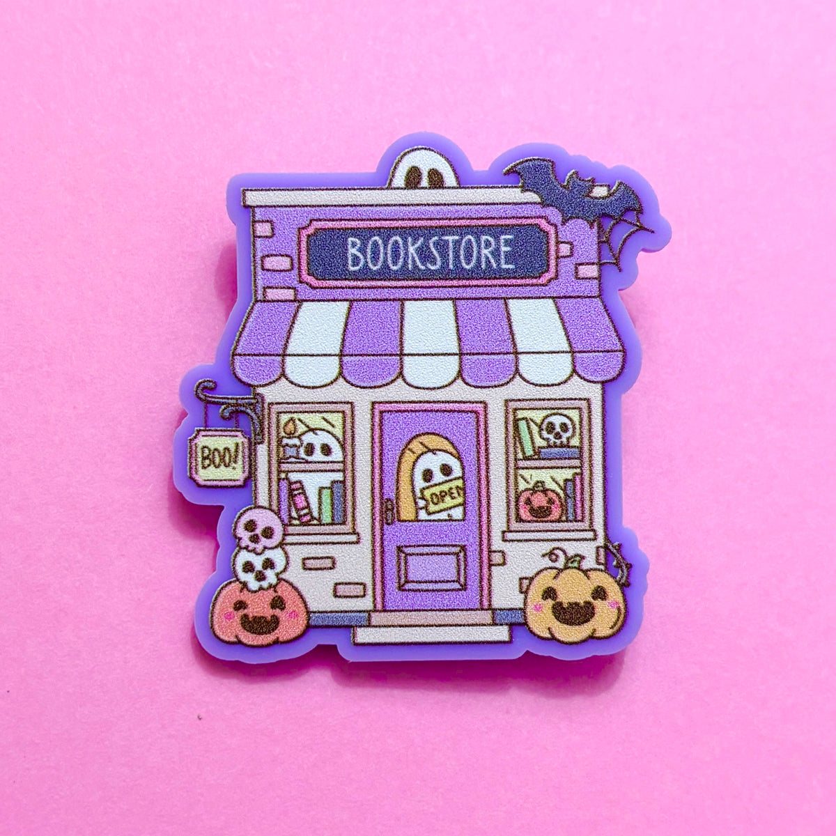 Pastel Spooky Bookstore Pin