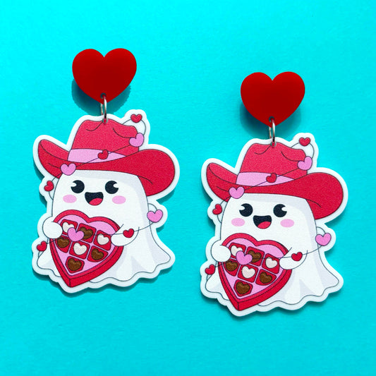 Cowboy Hat Sweetheart Ghostie Drop Earrings