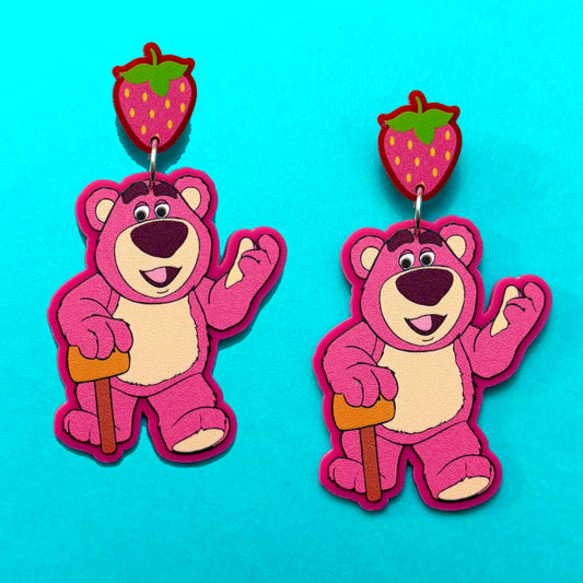 Strawberry Bear Acrylic Drop Earrings