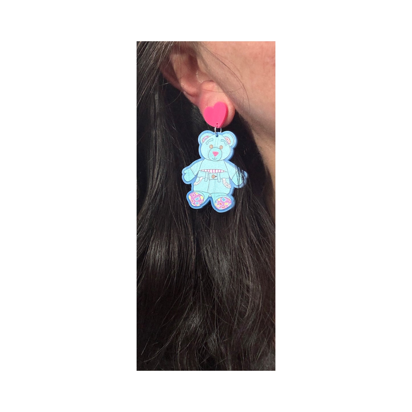 Doodle Bear Drop Earrings